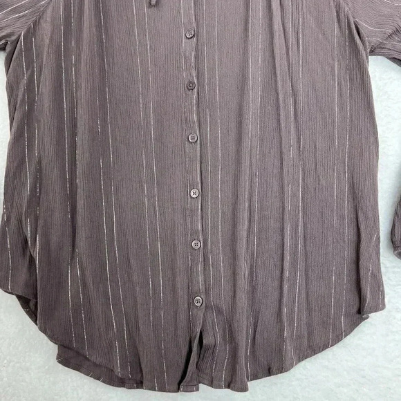 Torrid 2 Crinkle Gauze Lurex Peasant Blouse Top Shirt Purple Hippy Minimalistic - Picture 7 of 10